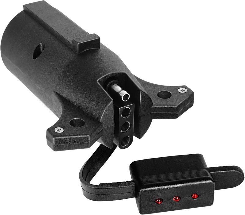 OPT7 7 to 4 Pin Trailer Adapter w/Tester, 7 Way Blade to 4 Way Flat Trailer Connector w/Secure Tab for Pickup Truck Tow Hitch, 3.75" Long x 1.75" Diameter - Image 1